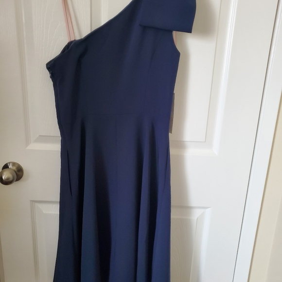 NEW Anthropologie Navy Blue One Shoulder Bow Gal Meets Glam Cocktail Dress 4 P - Picture 4 of 10
